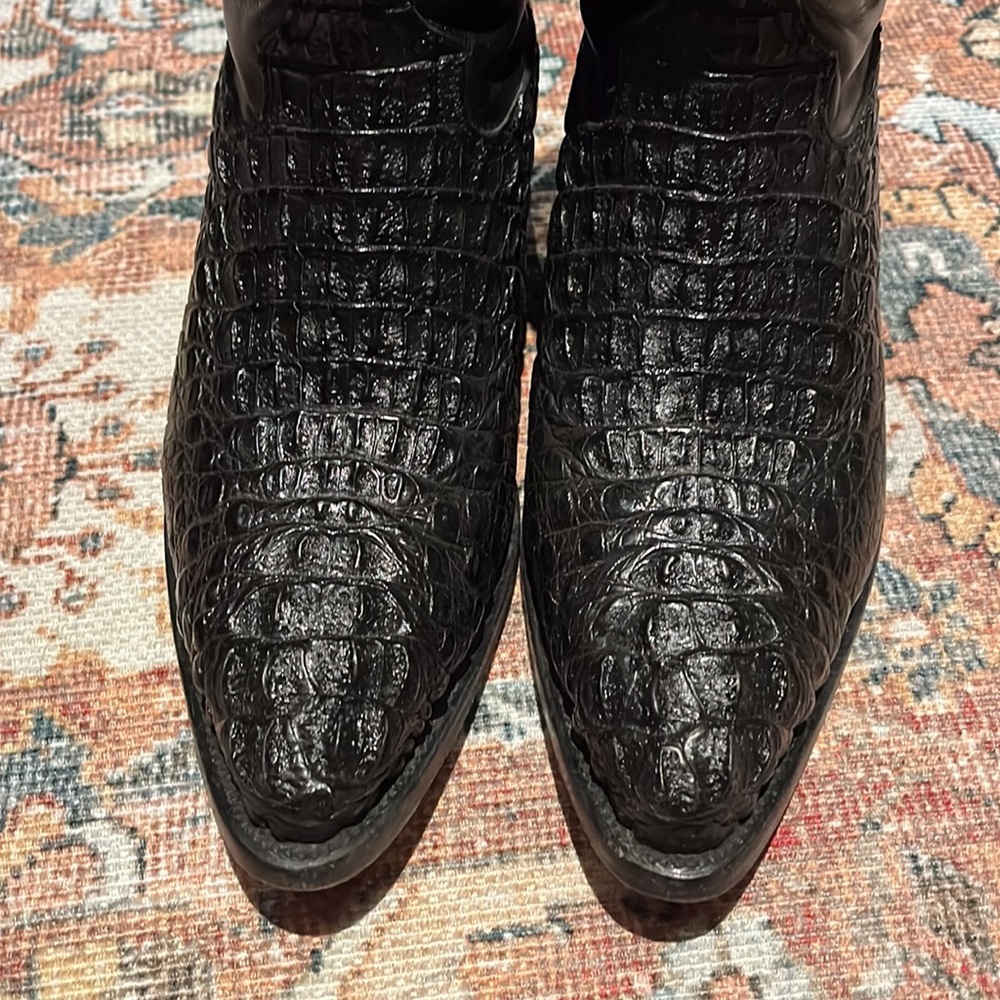 Black original Caiman Cowboy boots size 12 - Picture 2 of 7